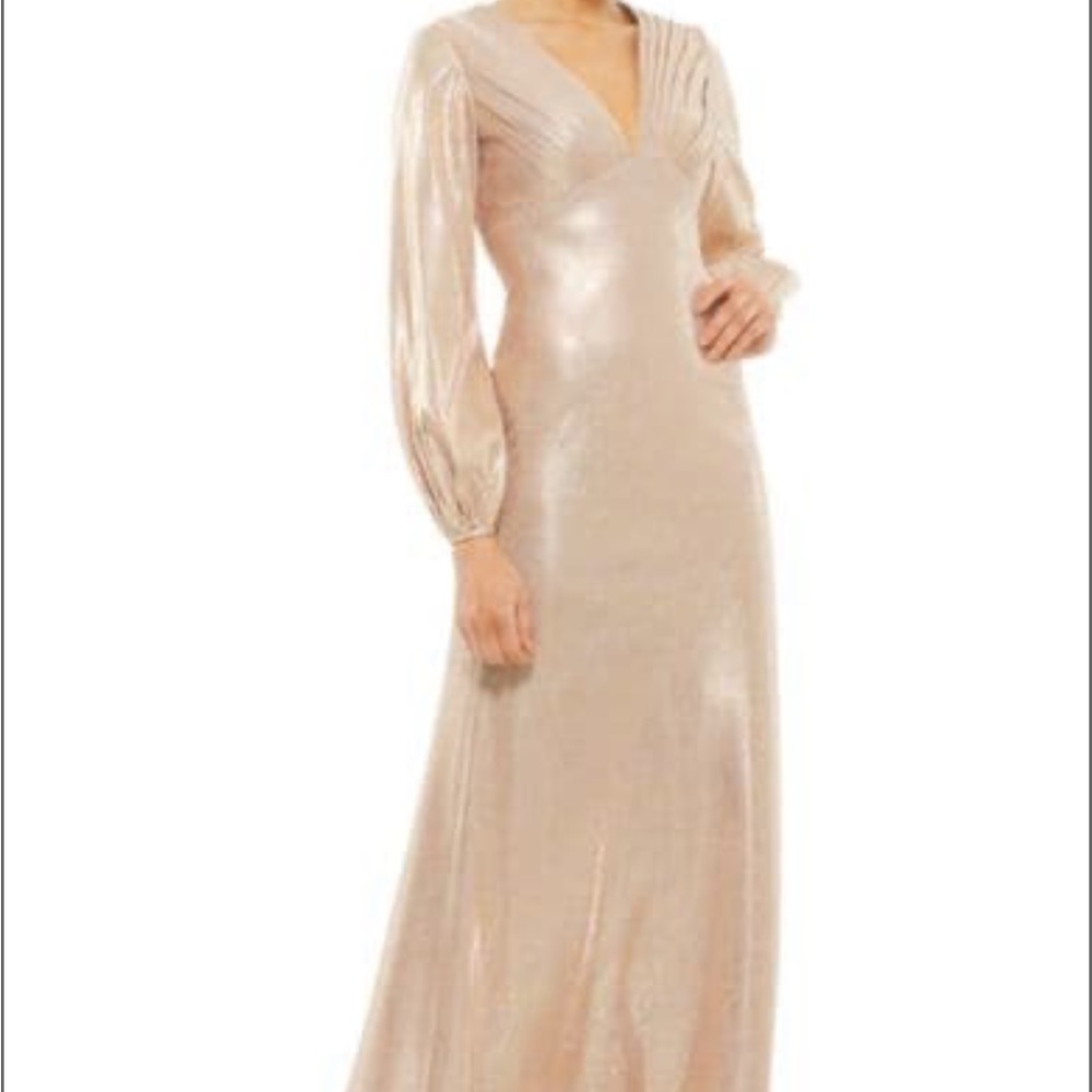 Rose Gold Metallic Mac Duggal Formal Gown